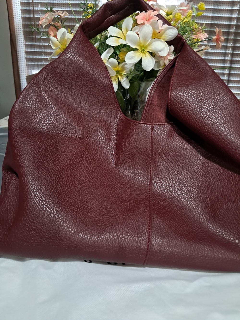 8 Other Reasons Burgundy Pebble Leather Hobo Bag